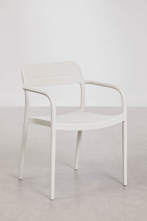 Stapelbare set van 4 tuinstoelen met armleuningen van polypropyleen Graneli - Steen Wit