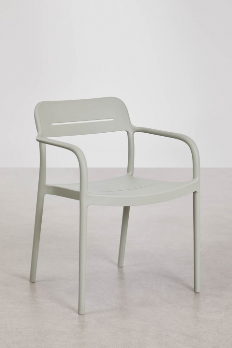 Stapelbare eetkamerstoelen set van 4 met armleuningen in polypropyleen Graneli - Groen – khaki