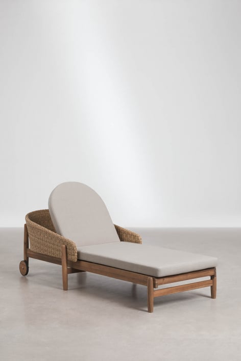 Pack van 2 ligstoelen van acaciahout en synthetisch riet Ribeira