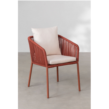 Arhiza Classic Tuinstoel Met Armleuningen Van Gevlochten Touw Rode Dakpan - Sklum