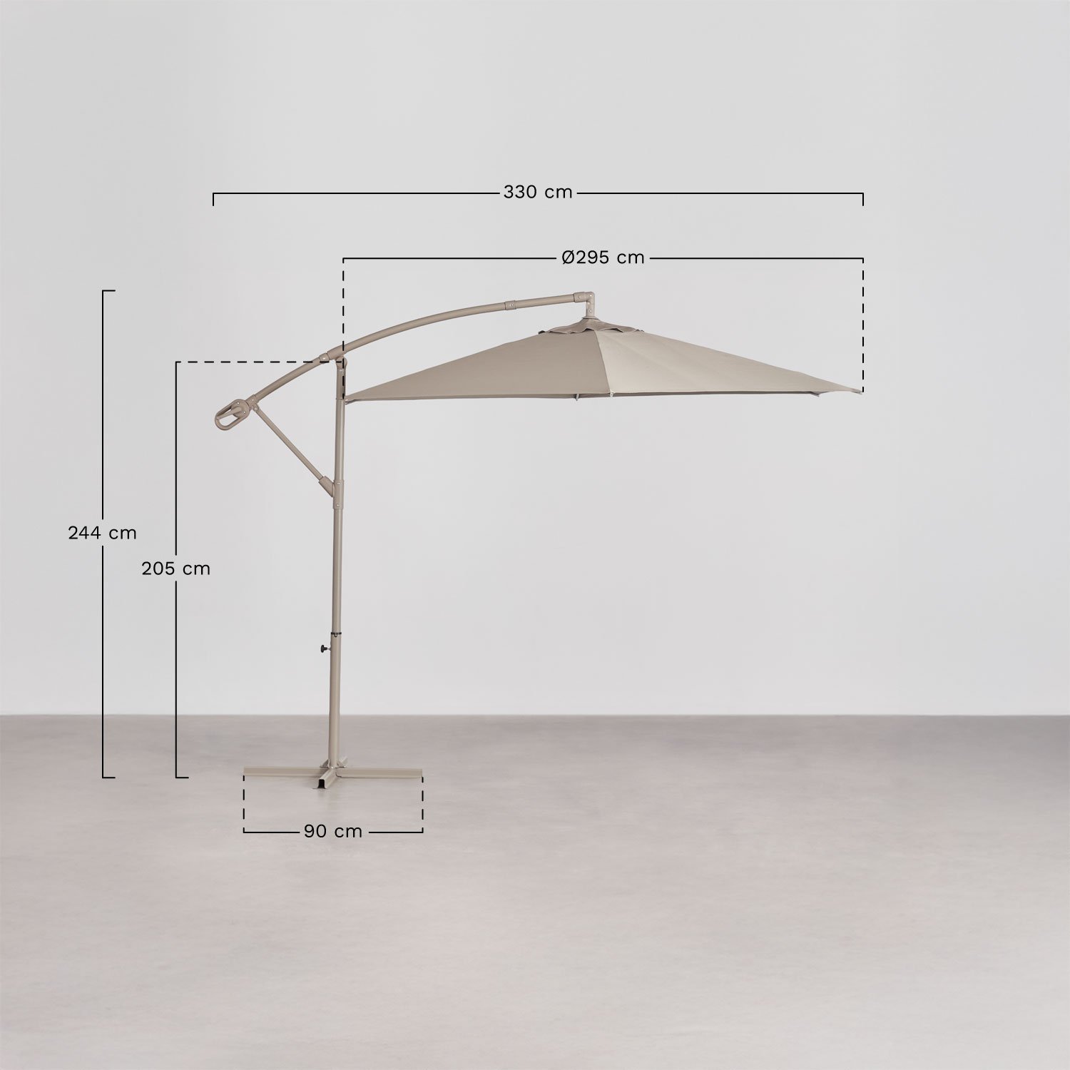 Parasol Ø295 cm van stof en aluminium Salina, AFMETINGEN