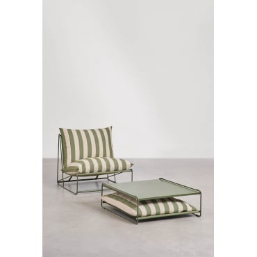 Amaro Tuinset Met Fauteuil En Ombouwbare Bijzettafel Tapiocabeige - Diep Olijfgroen - Sklum