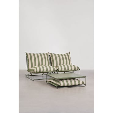 Tuinset Met Modulaire 2-zitsbank En Ombouwbare Bijzettafel Amaro Tapiocabeige - Diep Olijfgroen - Sklum