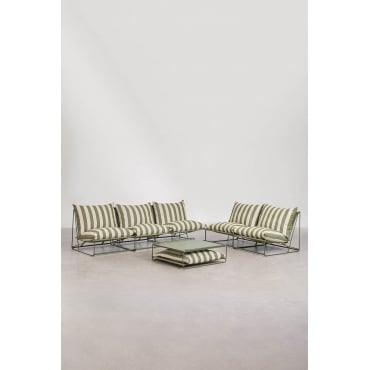 Tuinset Met 2 Modulaire Banken Van 2 En 3 Delen En Ombouwbare Bijzettafel Amaro Tapiocabeige - Diep Olijfgroen - Sklum