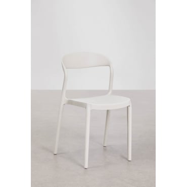 Stapelbare Eetkamerstoel Van Polypropyleen Brenza Steen Wit - Sklum