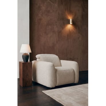 Elektrische Relaxfauteuil In Chenille Sirex Stof Chenille Beige – Crème - Sklum