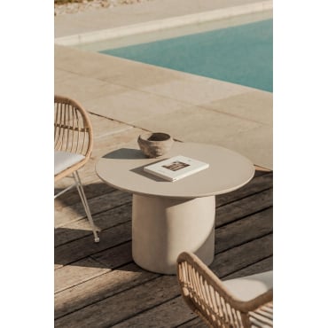 Ronde Tuintafel Ø75 Cm Van Cement Layana Tapioca Beige - Sklum