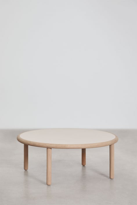 Ronde salontafel voor de tuin van acaciahout Olivia - Wit Gardenia - Lichtbruin Acacia