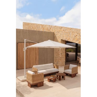 Parasol 295x295 Cm In Stof En Aluminium Hydra Gardenia Wit - Sklum