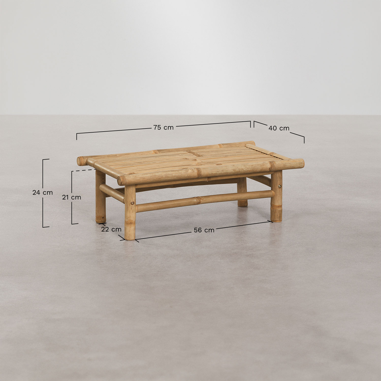 Rechthoekige tuintafel 75x40 cm in Isendra bamboe, AFMETINGEN