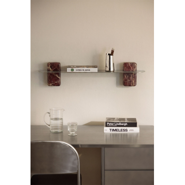 Serbian Roestvrijstalen Wandplank Rood Marmer Cherry Gold & ↔︎ 80 Cm - Sklum