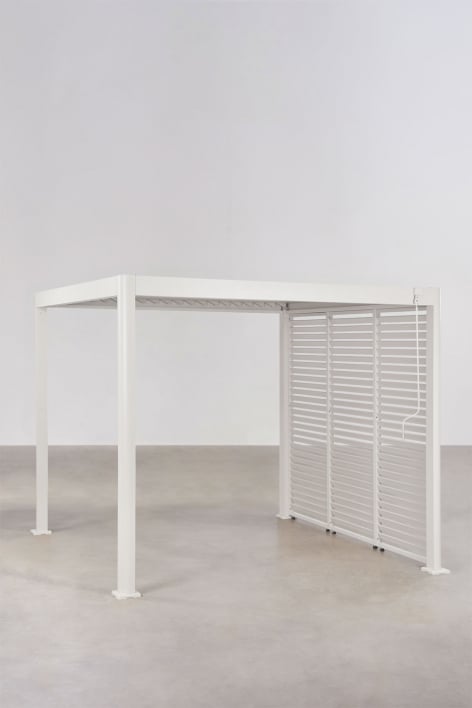 Bioclimatische aluminium pergola met lamellen en zijpaneel Druvia