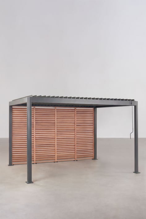 Bioclimatische aluminium pergola met lamellen en zijpaneel Druvia