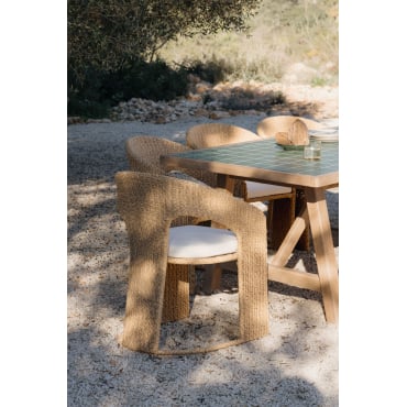 Omarel Tuinstoel Van Synthetisch Riet Stof Wit - Sklum