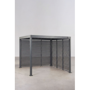 Bioclimatische Aluminium Pergola Met Lamellen En Zijpanelen Druvia Grijs – Grafiet & 3 X 3 M - Sklum