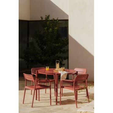 Ronde Tuintafel Ø110 Cm Van Aluminium Elton Terracota - Sklum