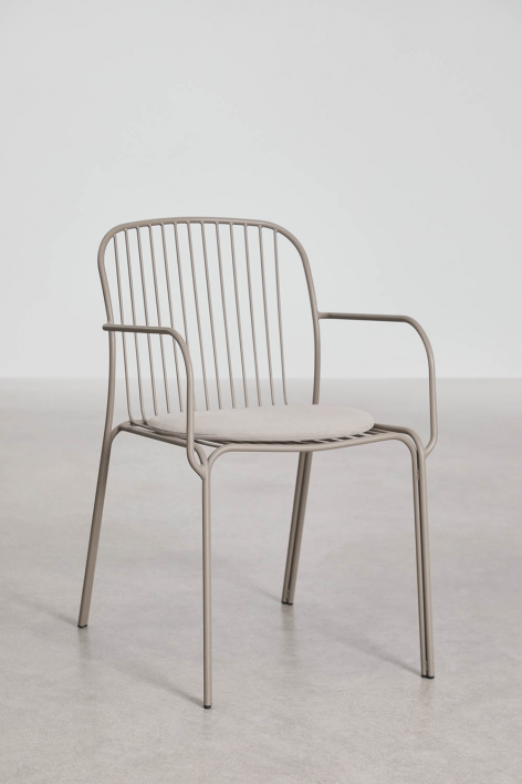 Eetkamerstoel met armleuningen van staal Anerina - Moka Bruin