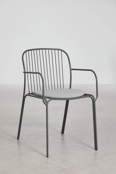 Eetkamerstoel met armleuningen van staal Anerina - Grijs – Grafiet