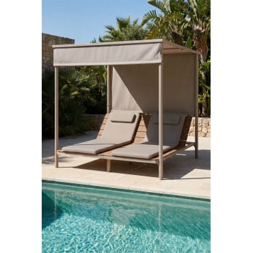 Reclameerbare Balinese Bed Van Acaciahout En Staal Sirka Moka Bruin - Sklum