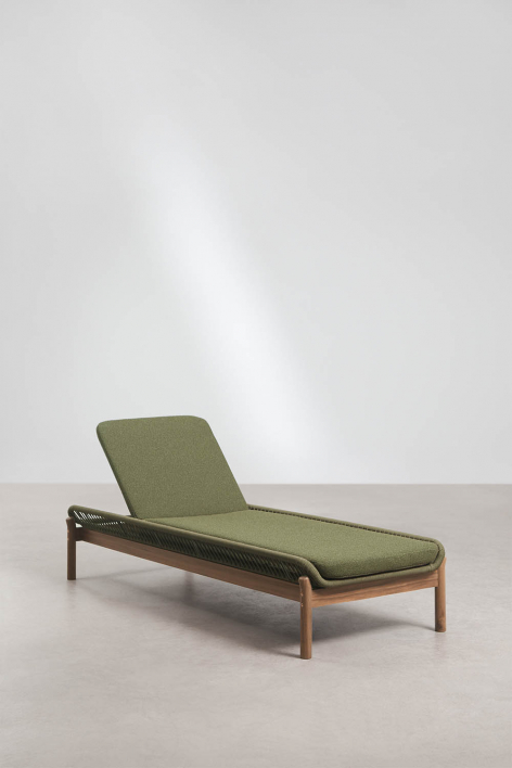 Set van 2 verstelbare ligstoelen van acaciahout en gevlochten touw Karvia