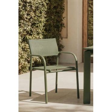 Stapelbare Tuinstoel Met Aluminium Armleuningen Olenia Groen – Intens Olijf - Sklum