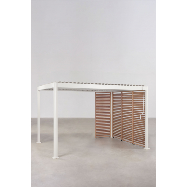 Bioclimatische Aluminiumpergola Met Lamellen En Druvia-panelen Gardenia Wit - Kastanjehout Bruin & Pergola Van 3x4 M Met 3 Panelen Van 90,5 Cm En 1 -