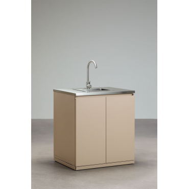 Opbergmodule Met Gootsteen Voor Modulaire Buitenkeuken Van Rivana-staal Tapioca Beige & Grijs Geborsteld Rintran - Sklum