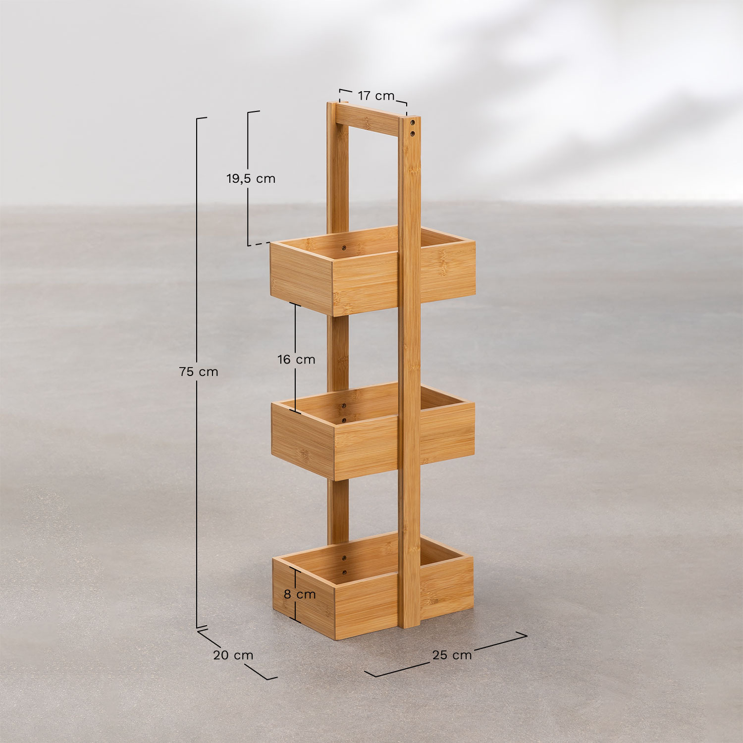 Badkamerrek 75x25 cm van bamboe Kayla Design, AFMETINGEN