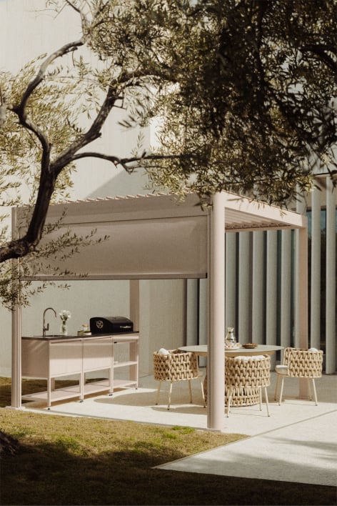 Bioclimatische aluminium pergola met lamellen en zijscherm Druvia