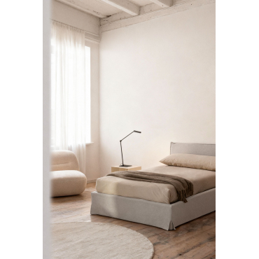 Bed Met Opbergruimte En Gestoffeerd Hoofdeinde Lorea Gebroken Wit Chenille & 90 X 190 Cm & Zonder Matras - Sklum