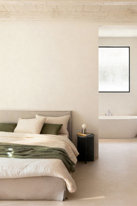 Bed voor matras 180x200cm met opklapbed in gebroken wit chenille Lorea