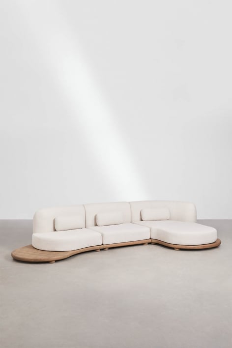 3-delige modulaire tuinbank met chaise longue rechts van acaciahout Gerard