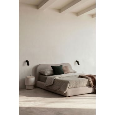 Bed Met Opklapbare Boxspring Winselet Stof Crème Beige & 150 X 190 Cm - Sklum