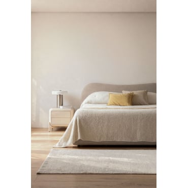 Bed Met Opklapbare Boxspring Winselet Stof Crème Beige & 180 X 200 Cm - Sklum