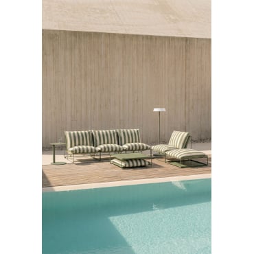 Tuinset Met Modulaire 3-delige Bank, Fauteuil, Bijzettafel En Om Te Bouwen Poef Amaro Tapiocabeige - Diep Olijfgroen - Sklum