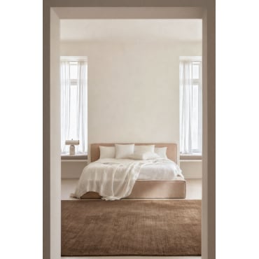 Bed Met Opklapbare Boxspring Lunari Licht Zandbruin Bouclé & 160 X 200 Cm - Sklum