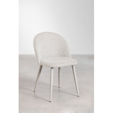 Set Van 4 Kana Deluxe Eetkamerstoelen Grijs – Taupe – Koel & Stof Gebroken Wit - Sklum