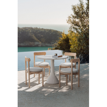Melody Ronde Tuintafel, Ø90 Cm, Gemaakt Van Cement En Glasvezel Wit - Sklum