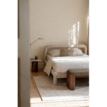 Eneko Chenille Bed Stof Chenille Beige – Crème & 160 X 200 Cm & Zonder Matras - Sklum