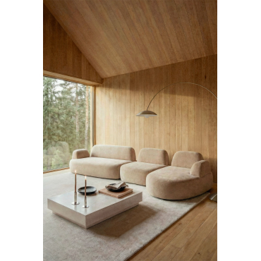 Rechte 3-delige Modulaire Chaise Longue Bank Met Beklede Hoekmodule Giorgia Licht Zandbruine Chenille - Sklum