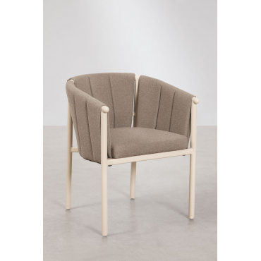 Boleni Tuinstoel Met Armleuningen Van Bouclé En Aluminium Bouclé Bruin - Tarwe - Sklum