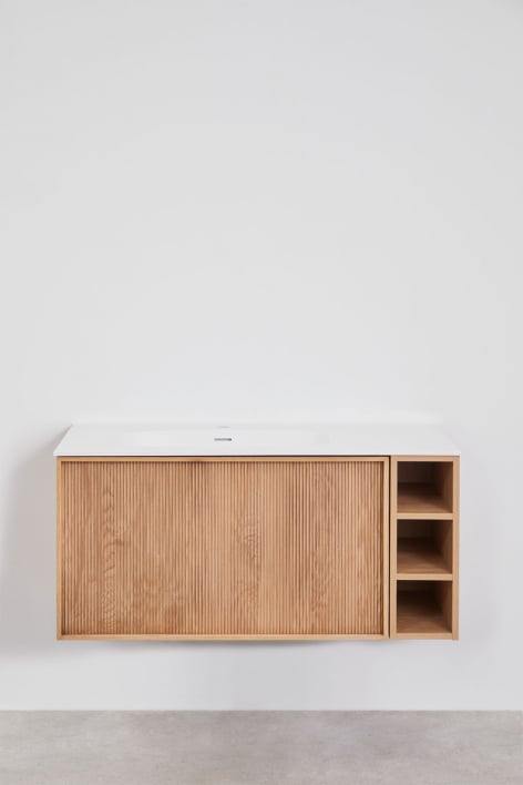 Endika zwevend badkamermeubelset 100x50 cm in hout met geïntegreerde wastafel