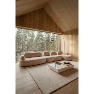 Rechtse Modulaire Chaise Longue Bank Van 4 Delen Met Beklede Hoekmodule Giorgia Licht Zandbruine Chenille - Sklum