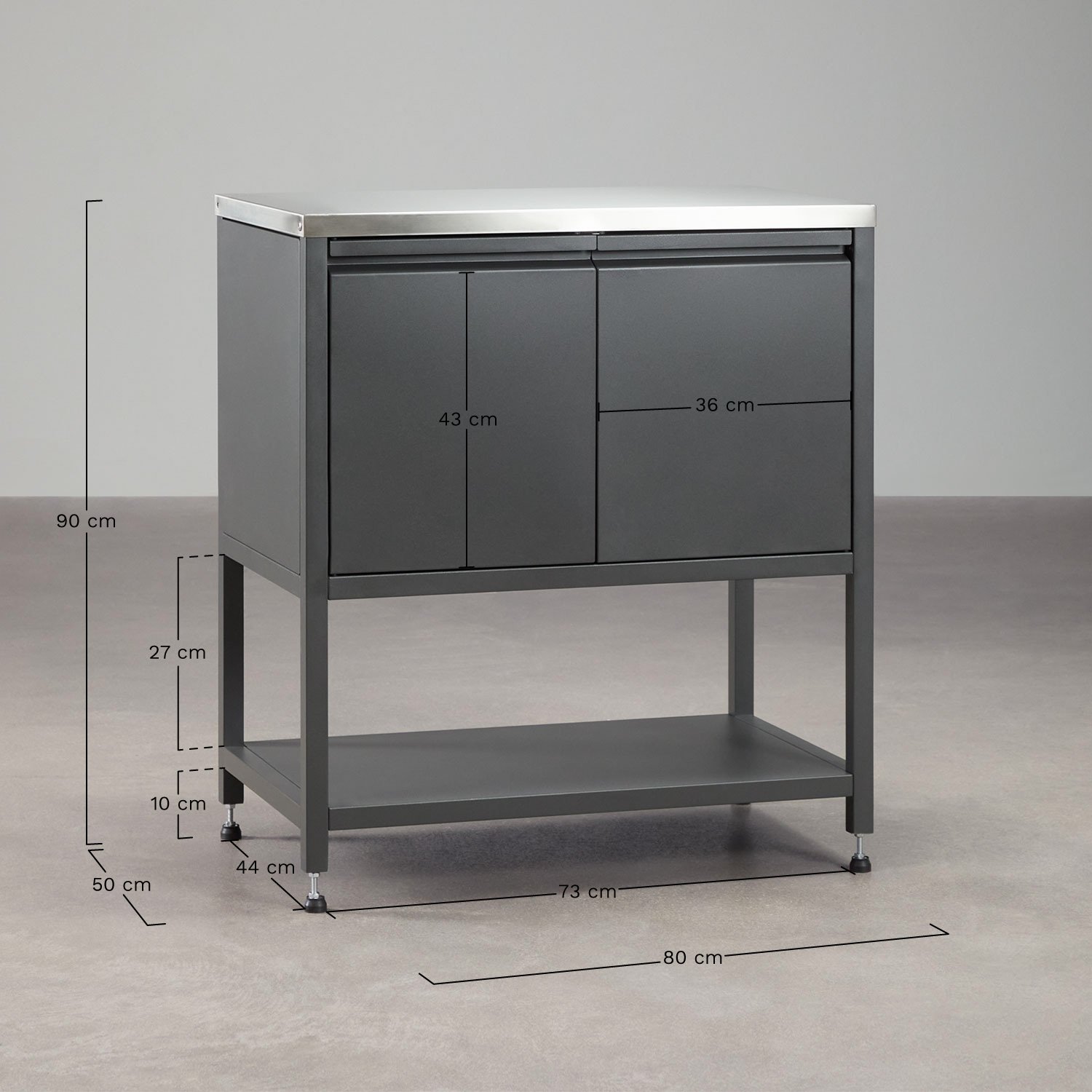 Modulaire opbergmodule voor modulaire buitenkeuken van staal Savona, AFMETINGEN