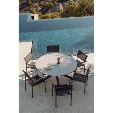 Begur Uitschuifbare Aluminium Tuinset 145-200x145 Cm Grijs – Grafiet - Sklum