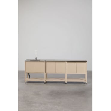 Modulaire Buitenkeuken Van 3 Delen Met Spoelbak En Opbergruimte In Staal Savona Tapioca Beige & Grijs Geborsteld Rintran - Sklum