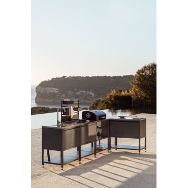 Modulaire Buitenhoekkeuken Van 5 Delen Met Gootsteen, Organizerpaneel En Savona Koolskoolbarbecue Van Staal Grijs – Grafiet & - Sklum