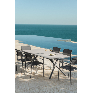 Rectangular Tuintafel 200x95 Cm Van Aluminium Brinela Grijs – Grafiet - Sklum