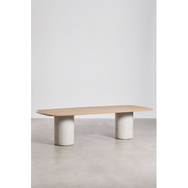 Rectangular Tuintafel 270x110 Cm Van Acaciahout Leighton Lichte Acaciekleur & Zand Grijs - Sklum