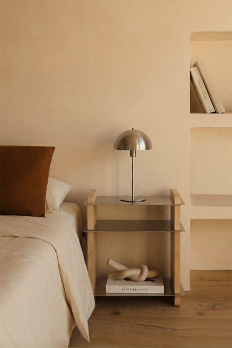 Rechthoekig nachtkastje 55x40 cm van mangohout en staal Tokyo